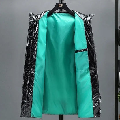 Breathable Down Filled Coat for Men Waterproof Glossy Surface Korean Trendy Winterwear with Reinforced Stitching