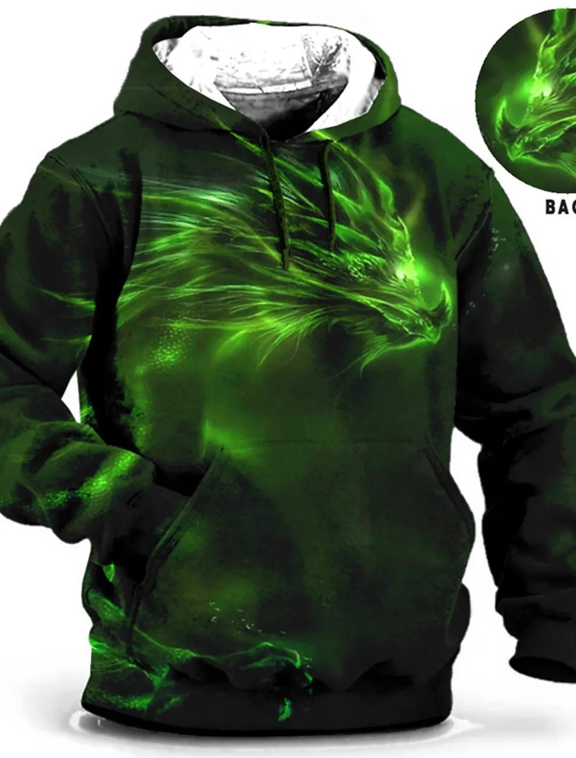 Felpa con cappuccio da uomo con stampa grafica di drago per il Capodanno cinese, stampa animalier, classica casual, pullover 3D, streetwear, maniche lunghe.