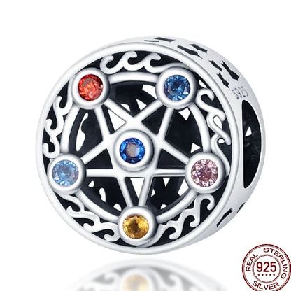 Squisito elemento a stella cava rotonda in argento sterling 925 a forma di fiore, adatto per braccialetti originali fai da te da 3 mm in argento 925