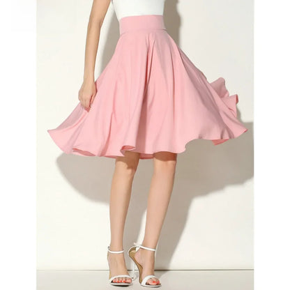 2018 Summer High-waisted Vintage Casual Mid-length Skirt Bohemian Style Ice-skating Dress For Women