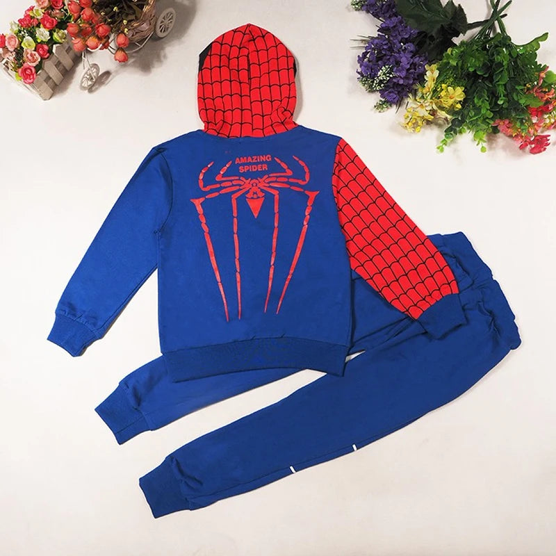 Costume da supereroe dei cartoni animati per bambini, set di abbigliamento per neonato, cappotto primaverile, pantaloni, completo da 2 pezzi per bambina con felpa con cappuccio e pantaloni.