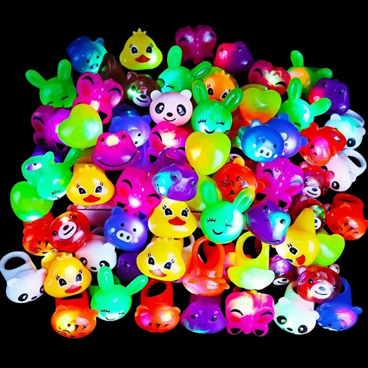 10/20 Pcs Cartoon LED Luminous Ring Suitable for Kids Birthday Party Gift Toys, Carnival Prizes, School Classroom Rewards Pinata