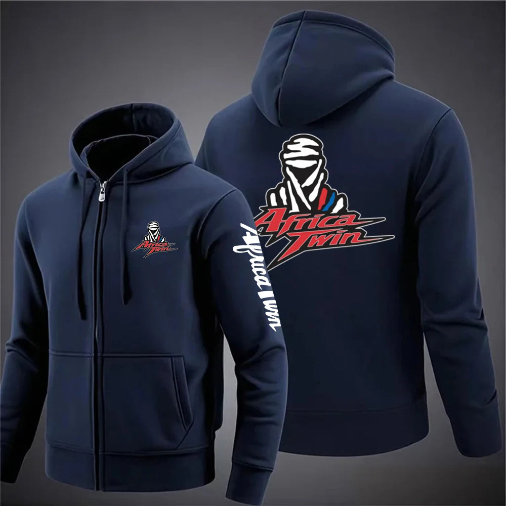 2025 Giappone Moto Africa Twin Crf 1000L Uomo Tinta unita Cerniera Manica lunga Felpa casual alla moda Pullover Hoodie