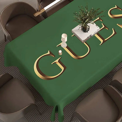 Tovaglia rettangolare con logo G-Guess-s-y, tovaglia in tela cerata, decorazione impermeabile per caminetto e tavolo da pranzo.