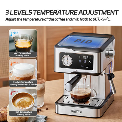 Macchina per espresso Cafelffe 20 bar, macchina per cappuccino con lancia vapore per montare il latte, macchina per caffè, caffettiera semiautomatica, regalo
