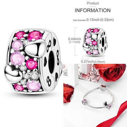 Anello romantico in argento sterling 925 con rosa, ideale per coppie, perfetto come proposta di matrimonio o per San Valentino. Ciondoli e perline adatti a collane e bracciali, perfetti per creare gioielli fai da te e regali.