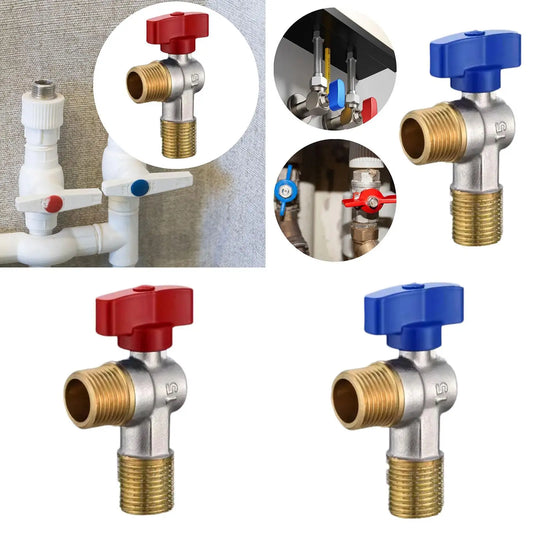 Angle Stop Valve 1/2'' Easy Installation Brass Replacement Hot Cold Water Faucet Valve for Faucet Bathroom Kitchen Basin Toilet