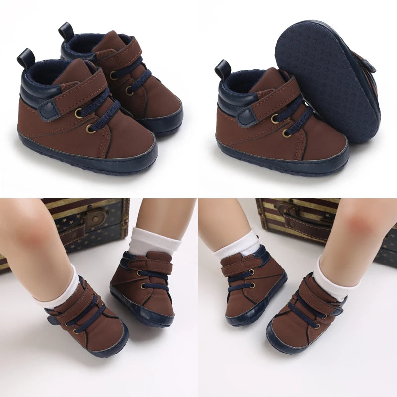 Nuove scarpe marroni per battesimo, scarpe da passeggio per bambini, suola morbida, scarpe da ginnastica per neonati, compleanno, bambini e ragazzi.