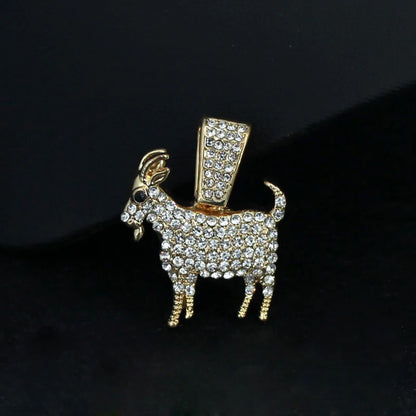 Collana con ciondolo a forma di capra placcata oro e argento, stile hip hop, con catena da tennis, ideale come regalo per uomo e donna, gioiello motivazionale.