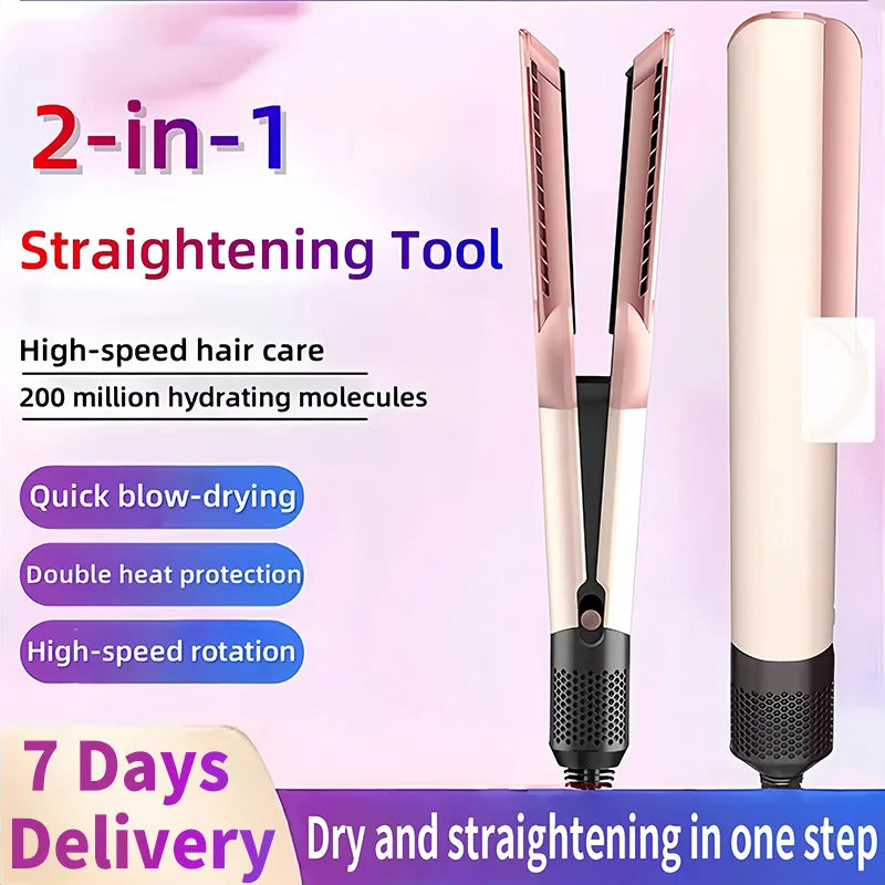 2-in-1 Professional Styling Tool Hair Straightener & Hair Dryer Heat-Up Hair Flat Iron Negative Ion Iron Household Hair Dryer