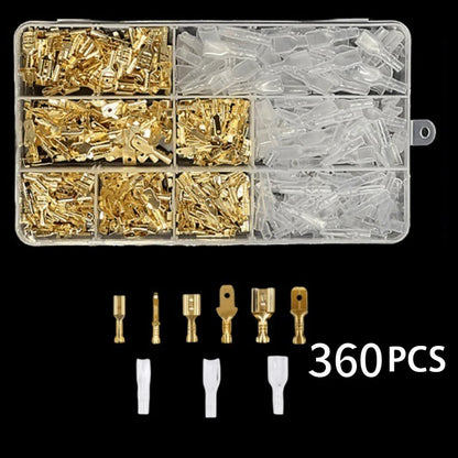 Insulated Male Female Wire Connector Tabs Set 2.8/4.8/6.3mm Electrical Crimp Terminals Brass Spade Terminal Connectors Kit