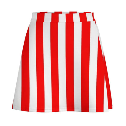Red Vertically-Striped Mini Skirt festival outfit women extreme mini dress