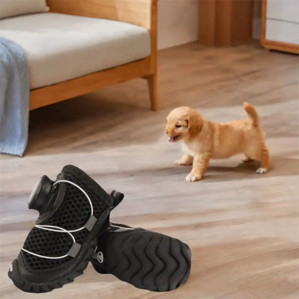 4pcs/set Pet Paw Accessories Breathable Dog Mesh Shoes Reflective Anti-slip Dog Footwear Soft Sole Thin Pet Boots Small Dogs
