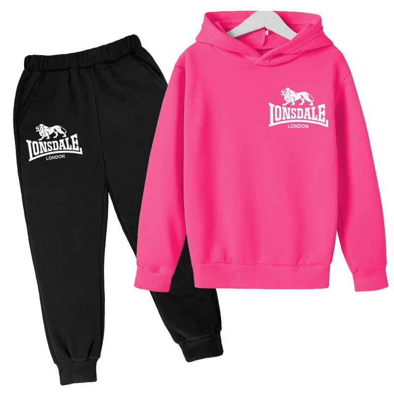 Felpa con cappuccio alla moda per bambini, tuta con stampa leone per ragazzi, cappotto per bambine dai 3 ai 12 anni, top + pantaloni, set sportivo casual da jogging, affascinante