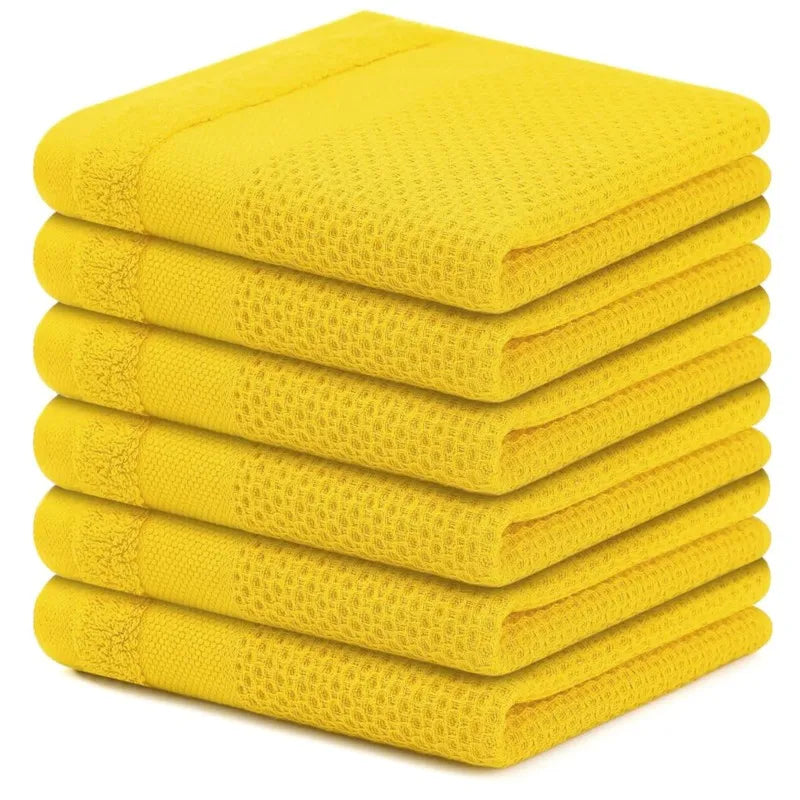 Homaxy Kitchen Cotton Towels Honeycomb Breathable 100% Cotton Dish Cloths Reusable Absorbent Household Washable Cleaning Cloths