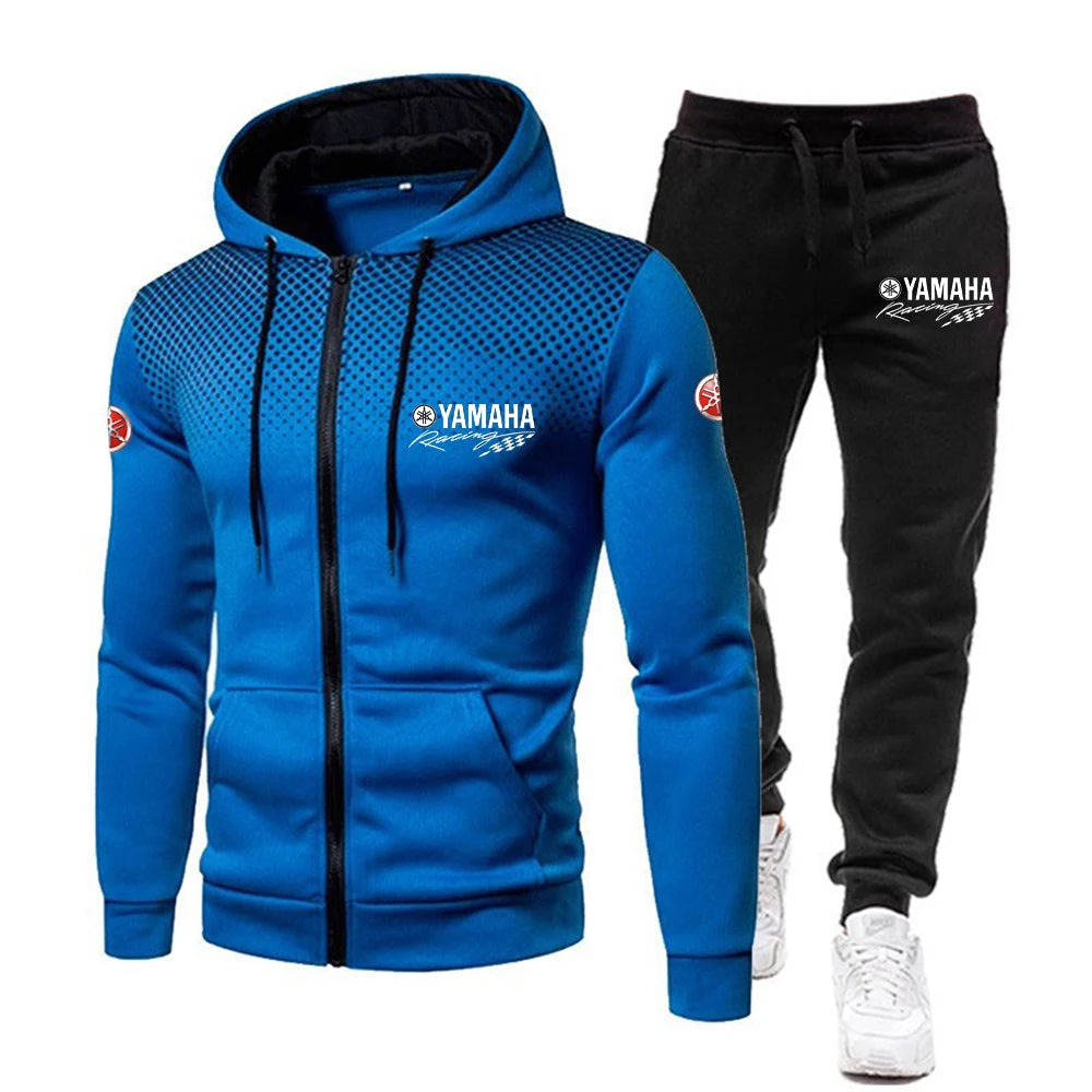 The popular Yamaha logo two-piece men's sportswear for 2025, running clothes, sportswear, hooded sweatshirt, zipper sweatshirt,