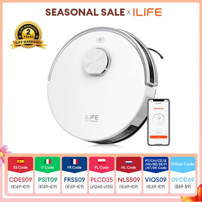 ILIFE V30 Robot Vacuum Cleaner, Laser Navigation, 10000Pa Suction, Up to 150min Runtime, APP Control, Customizable cleaning