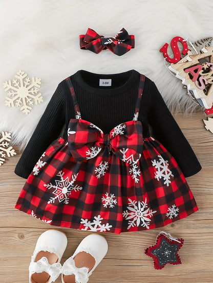 Ceeniu Il mio primo Natale Abiti da bambina Abito verde patchwork natalizio stampato Costume di Capodanno per neonati