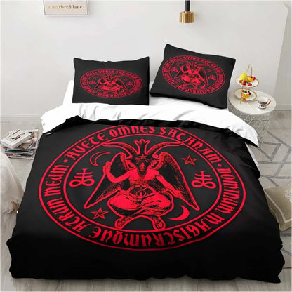 Biancheria da letto satanica, biancheria da letto per letto singolo con tema demoniaco, set inferno e morte, set copripiumino da 3 pezzi, copripiumino matrimoniale king size, tessuti per la casa.