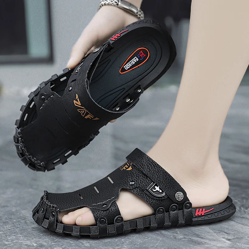 Ciabatte da uomo con punta chiusa, stile strada/spiaggia, antiscivolo, morbide e leggere, taglie forti 45 46, scarpe estive alla moda, casual e moderne.
