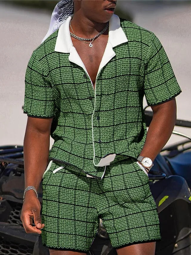 Completo da vacanza hawaiano da uomo, estivo, con camicia a maniche corte e pantaloncini, set di 2 pezzi, streetwear alla moda, abbigliamento casual con stampa 3D.