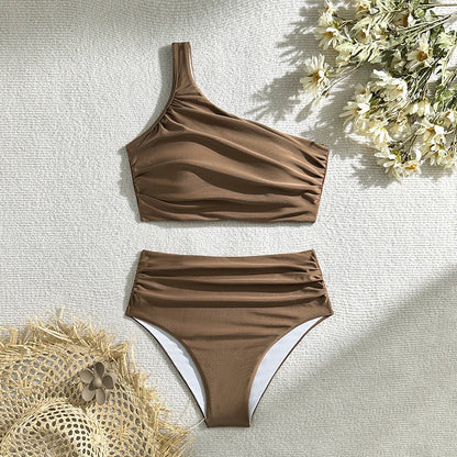 Sexy One Shoulder Bikinis 2025 Swimsuits Women's Swimwear Push Up Female Beach Bathing Suits Two-pieces Bikini Set