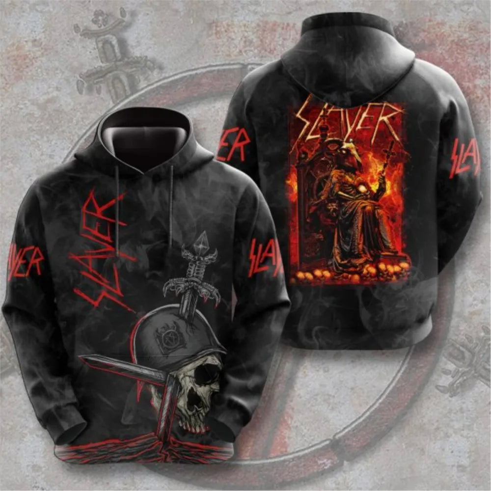 Felpe da uomo alla moda, felpe rock band Slayer, felpe con stampa 3D, uomo e donna, felpa hip hop, pullover oversize streetwear, felpa Y2k