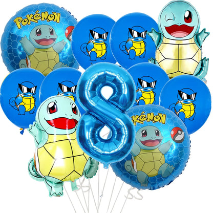 Palloncino Pikachu Pokemon per feste di compleanno da 1 a 9 anni, decorazione per feste a tema Pokemon e Squirtle, palloncino in alluminio per baby shower, bomboniere a tema Pikachu.