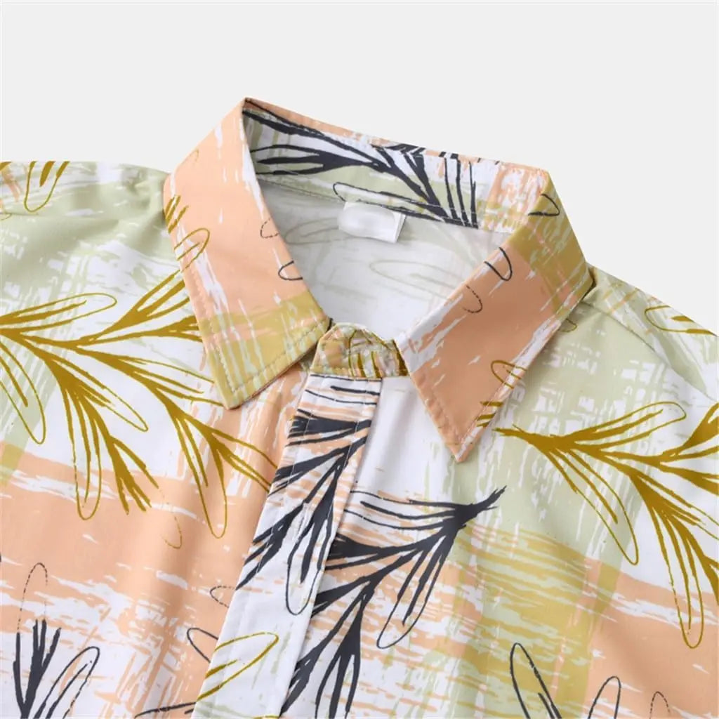 Completo da uomo con camicia a maniche corte e stampa 3D di palma da cocco, pantaloncini da spiaggia oversize, abbigliamento streetwear estivo e completi hawaiani.