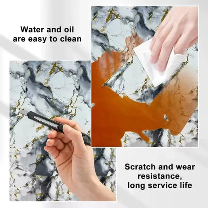 Self Adhesive Marble Wallpaper 1 Roll Waterproof Antifouling Thick Foam Wall Sticker for Bedroom Living Room