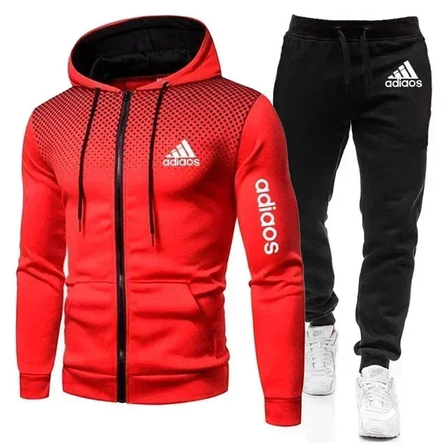2025 New men's casual sportswear autumn and winter fashion fitness jogging zippered hoodie + sweatpants two-piece set