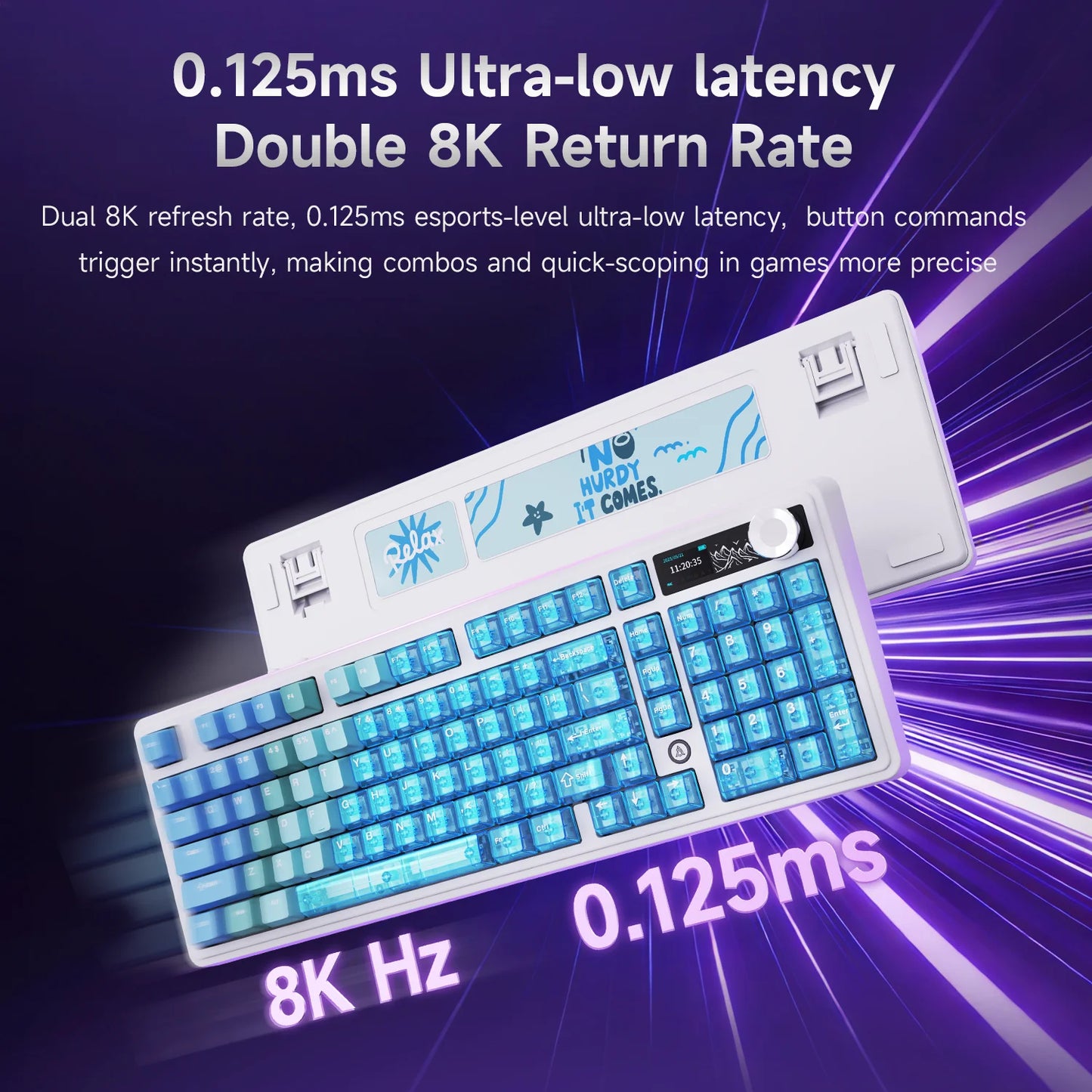 Tastiera da gioco AJAZZ AK980V2 Pro con batteria da 10000 mAh, doppia frequenza di polling 8K, tri-mode cablata/Bluetooth/2.4G e schermo a colori.