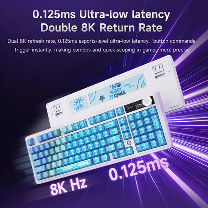 Tastiera da gioco AJAZZ AK980V2 Pro con batteria da 10000 mAh, doppia frequenza di polling 8K, tri-mode cablata/Bluetooth/2.4G e schermo a colori.