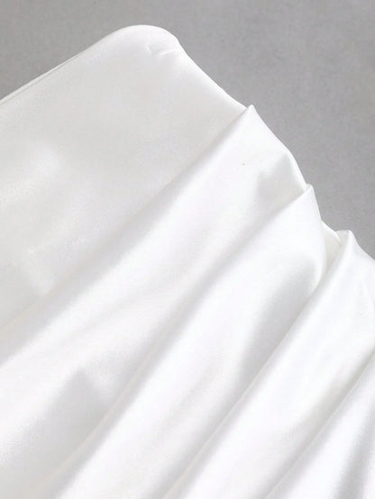 White Pleated Fishtail Skirt