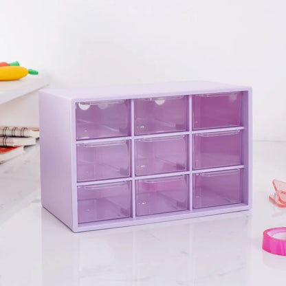 New Transparent 9 Grid Storage Boxes Small Drawer Wall-mounted 9 Grid Organizer Drawers Boxes Small Drawer Partitioned Desktop