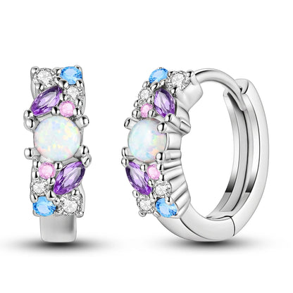 Orecchini a cerchio originali in argento 925 con stella, luna, trifoglio e farfalla con zirconi, perfetti per la creazione di gioielli e come regali di nozze per donne e ragazze.