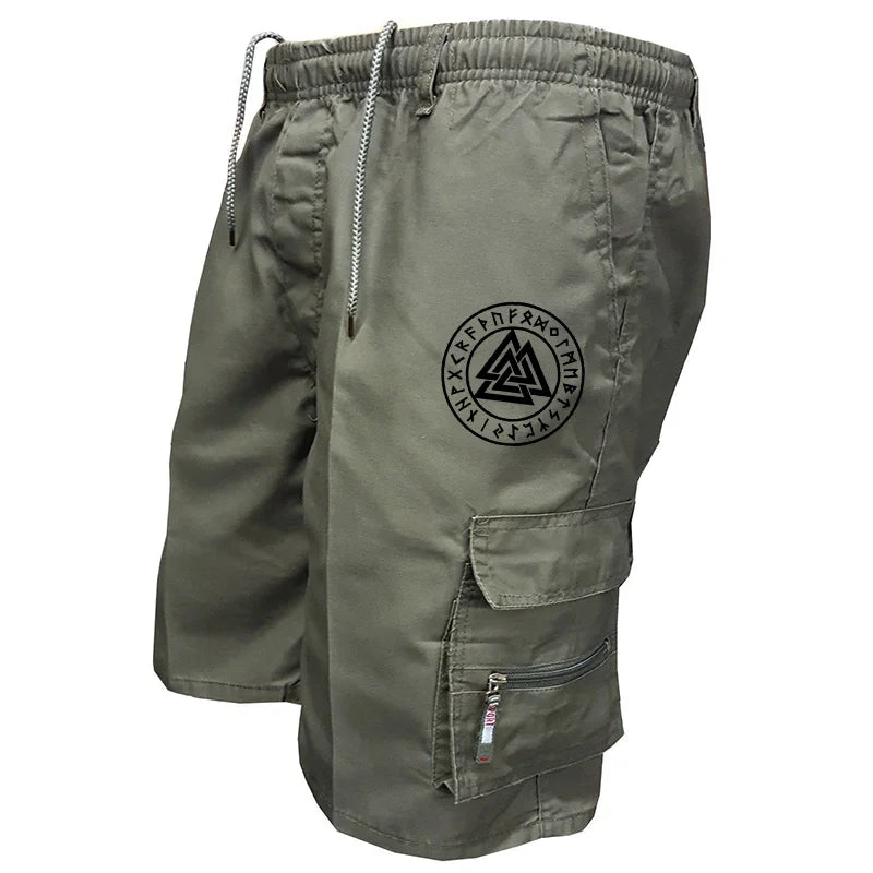 Pantaloncini tattici da uomo Delta Core Cargos con simbolo geometrico, tessuto elasticizzato in quattro direzioni, tasca di sicurezza nascosta, elastico in vita per palestra e fitness.