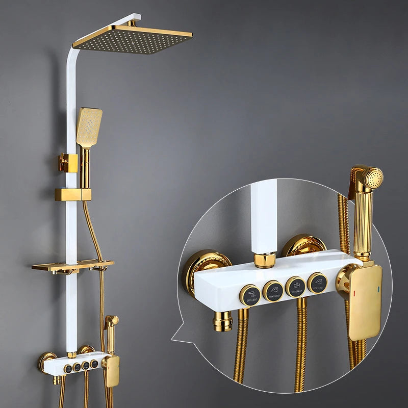 Piano Digital Display Thermostatic Bathroom Shower Set Hot Cold Brass Bathroom Faucets Accessories Digital Piano Shower System