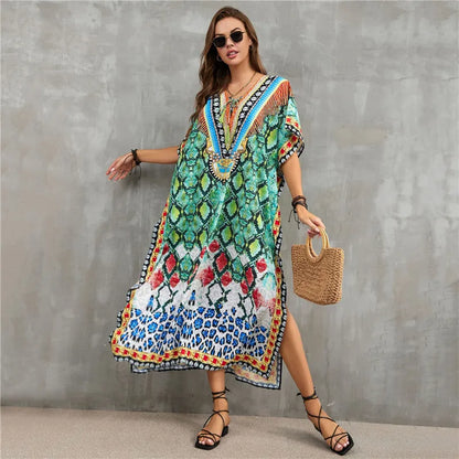 Women's Clothing Kaftan Dresses for Women Plus Size Bathing Suit Cover up Caftan Maxi Beach Dresses