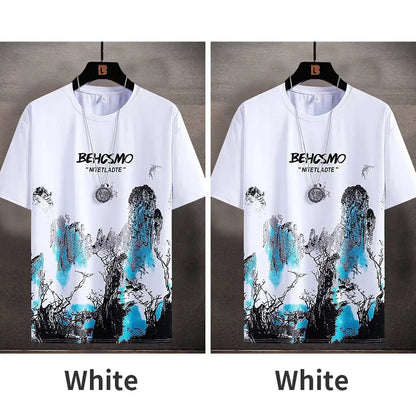 Completo estivo 2025 da uomo, sottile e casual, con stampa manga graffiti, composto da maglietta e pantaloncini. Set di t-shirt da uomo comode e traspiranti con stampa di alta qualità.