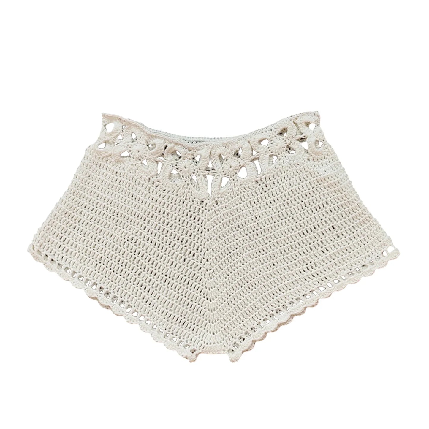 Pantaloncini da spiaggia da donna in maglia all'uncinetto con ritagli, pantaloncini da spiaggia estivi con coulisse, stile streetwear.