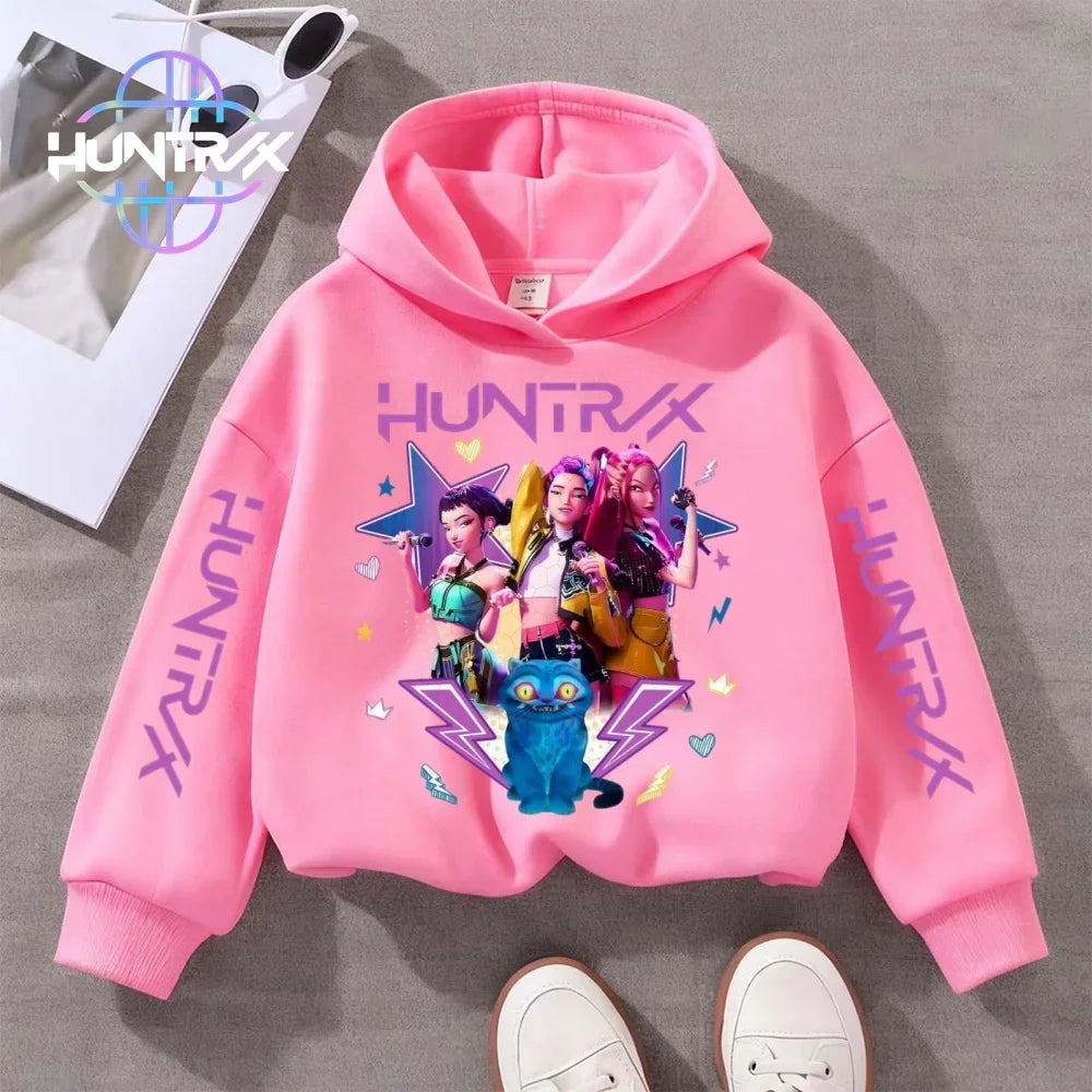 Felpa con cappuccio KPop Demon Hunters per bambini dai 3 ai 14 anni, con grafica Derpy, calda felpa autunnale