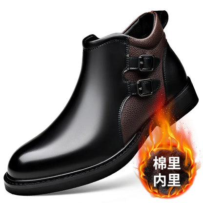Nuovi stivaletti da uomo in pelle di vacchetta, modello autunno/inverno, alla moda, casual, con fibbia, eleganti, stivali Chelsea britannici da uomo.