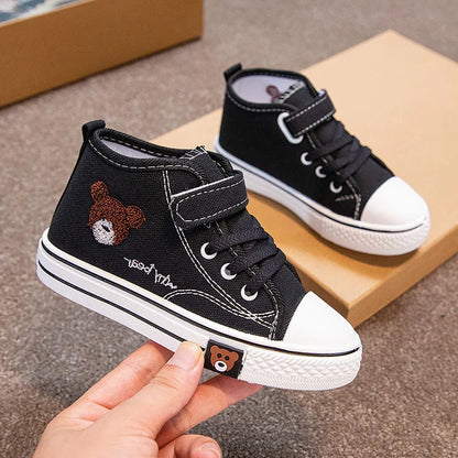 Scarpe da ginnastica alte in tela per bambini e bambine, scarpe casual traspiranti per bambini e bambine, scarpe con suola morbida per studenti e bambini.