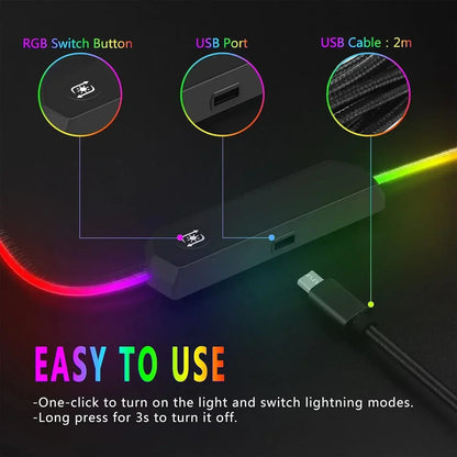 Tappetino per mouse RGB XXL F-Fortnite-E Tappetino per scrivania a LED Accessori per PC Gaming Tappetino per mouse grande Tappetino per tastiera da gaming per computer Tappetino per scrivania da gaming