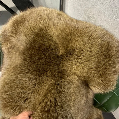 # Giacca in pelliccia di volpe dorata da donna, cappotto corto in vera pelliccia di volpe, manica lunga, in tessuto di pelliccia naturale con colletto