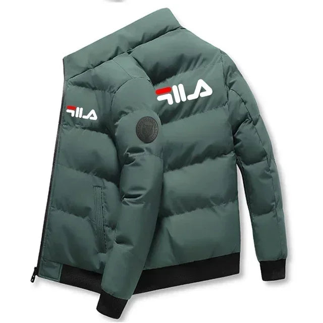 2025 Autumn Winter Men's Short Warm Coat Thick Windshield Casual Printed Zipper Jacket For Outdoor Activities And Street Style