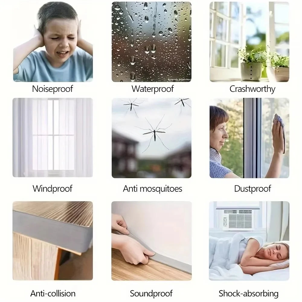 4M PU Sponge Foam Seal Strip Tape Adhesive Anti Collision Soundproof Weather Stripping for Doors Windows Furniture Protection