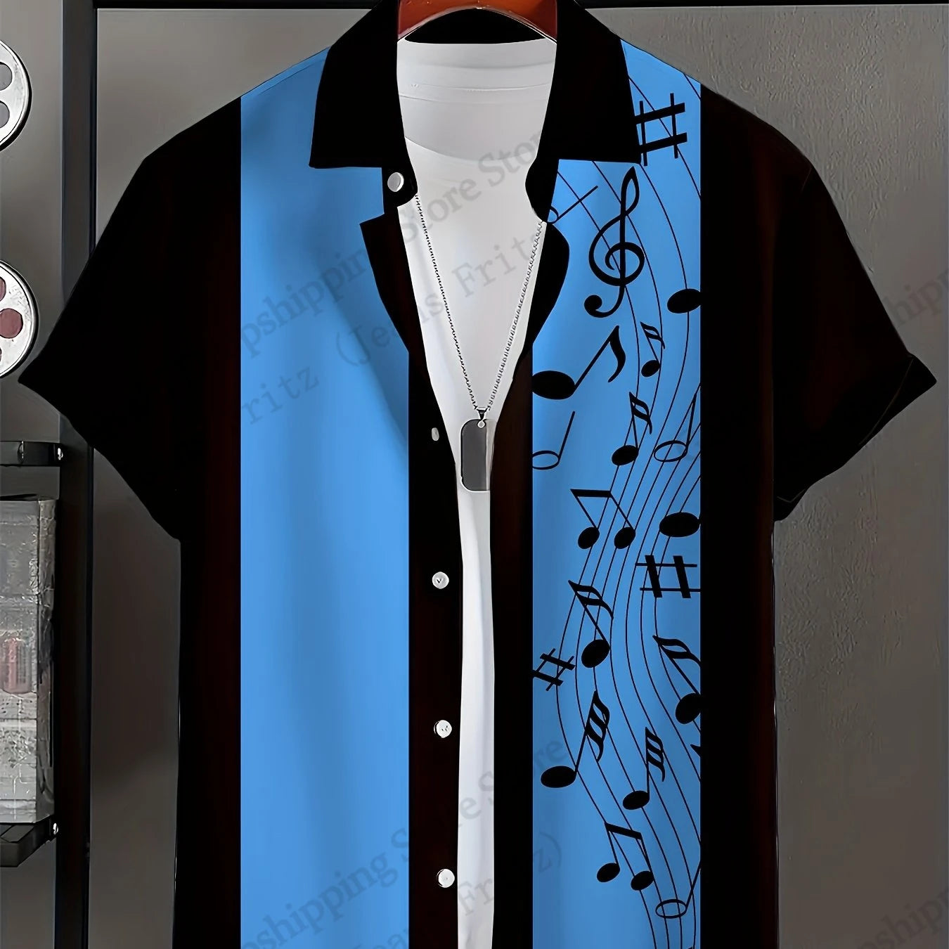 Camicie con stampa 3D di note musicali, da uomo e da donna, alla moda, a maniche corte, casual, da spiaggia, con risvolto, nuovi abiti per le vacanze