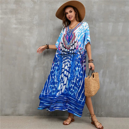 Women's Clothing Kaftan Dresses for Women Plus Size Bathing Suit Cover up Caftan Maxi Beach Dresses